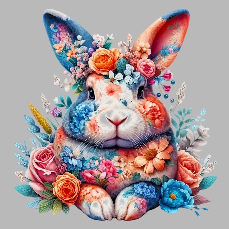 Lapin décoré de fleurs