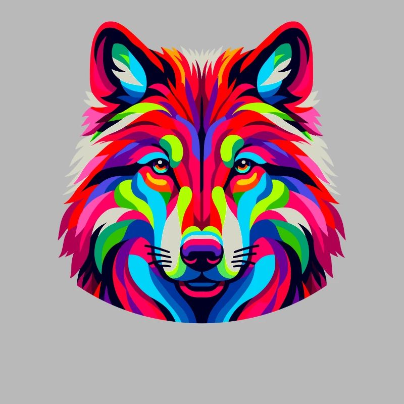 Colorful Pop Art Red Wolf Lover Wolves