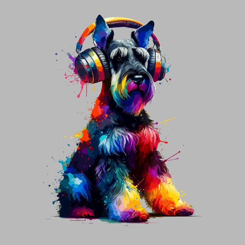 Casque Splash Art coloré Schnauzer géant