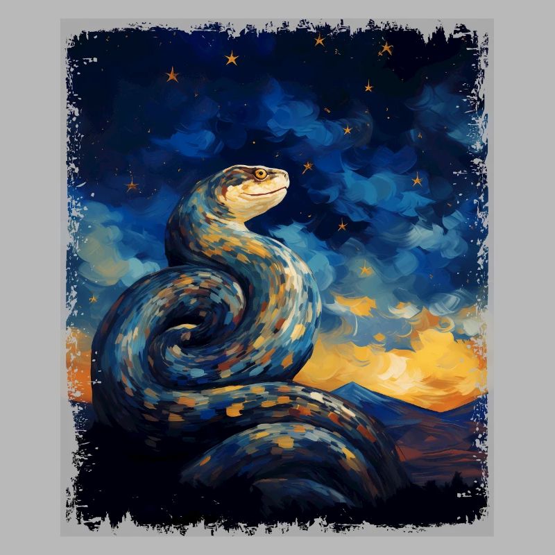 Kugelpython Schlange Sternennacht Gemälde
