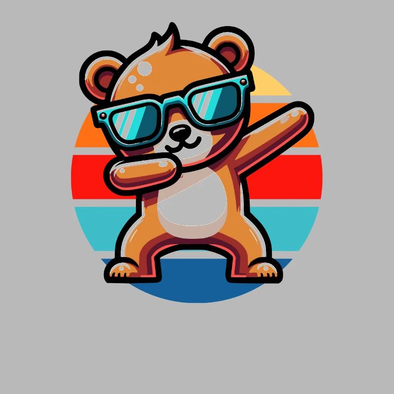 Dabbing Bear Vintage Sunset