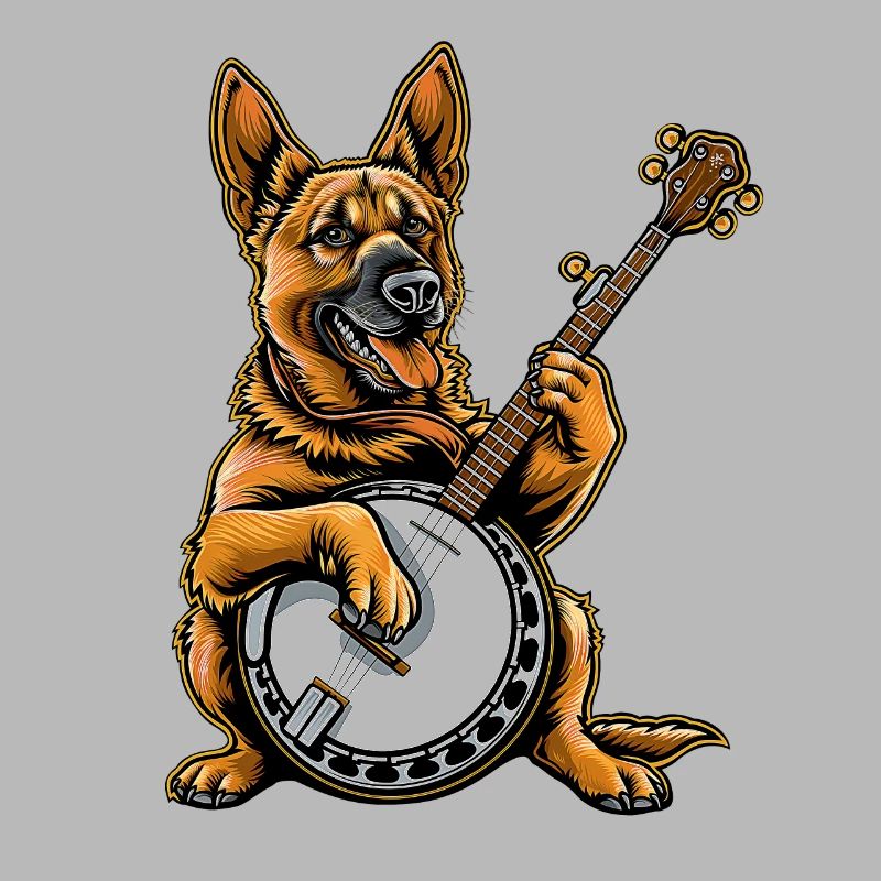 German Shepherd Bluegrass Banjo Player