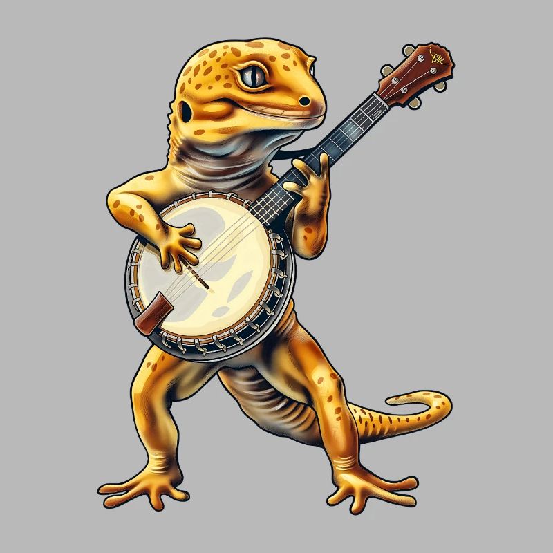 Leopard-Gecko-Eidechse Bluegrass-Banjo-Spieler