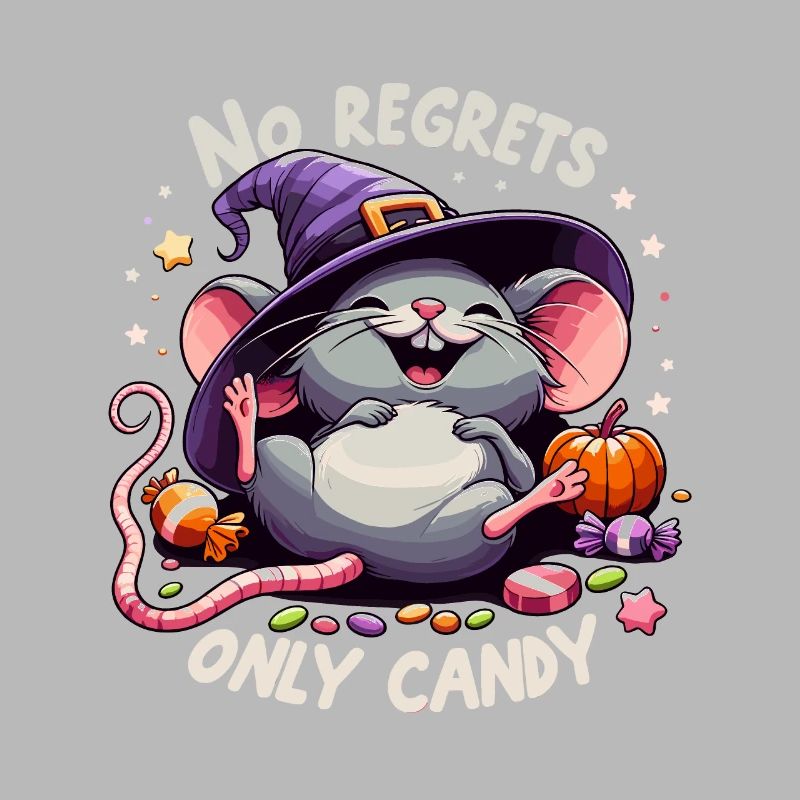 Halloween Mouse Witch Witch Hat Candy Funny Cute