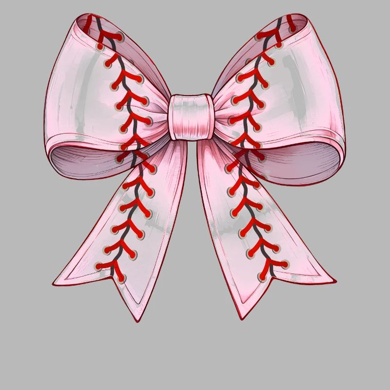 Coquettish Bow Baseball Pattern Player Pink