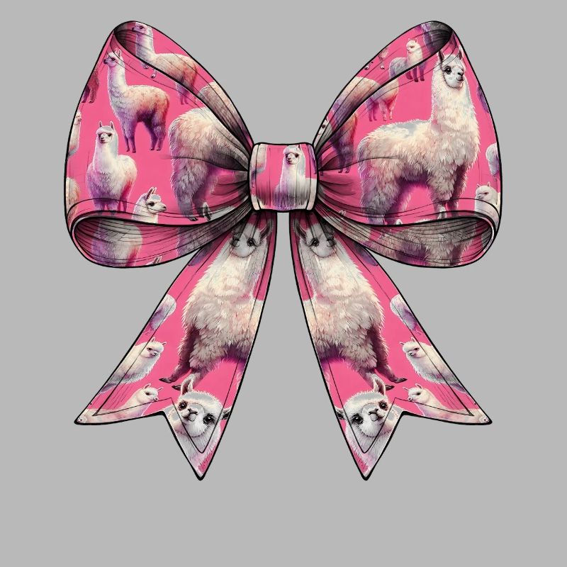 Coquette Bow Alpaca Llama Pattern Pink