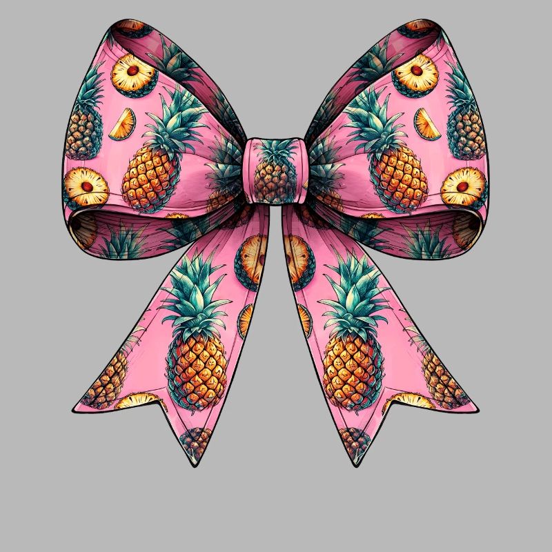 Coquette Bow Pineapple Pattern Hawaiian Pink