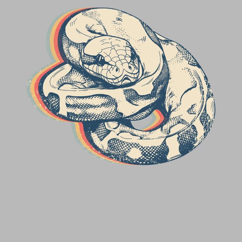 Ball Python Serpent Rétro Line Art