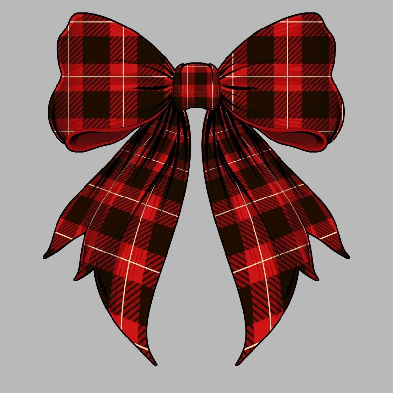 Coquettish Bow Red Plaid Pattern Cute