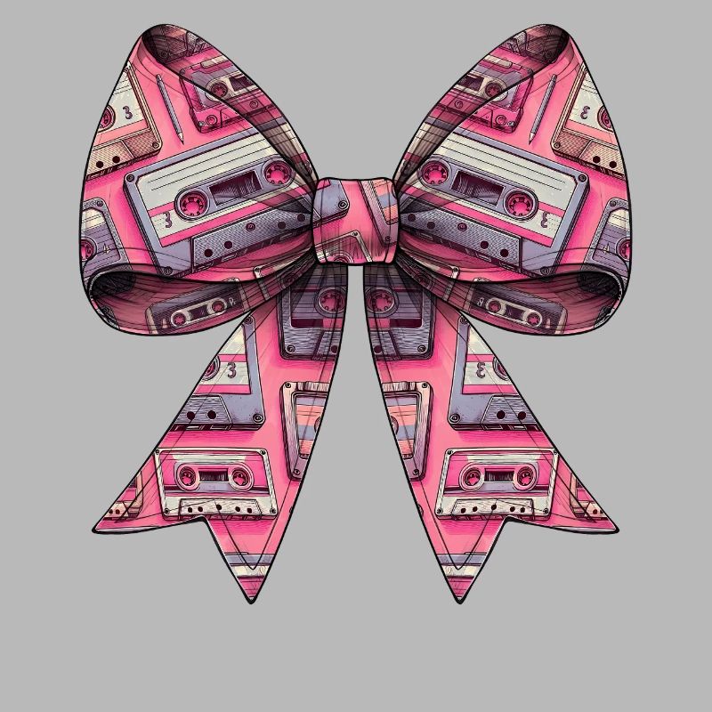 Coquette Bow Cassette Band Pattern 80s Retro