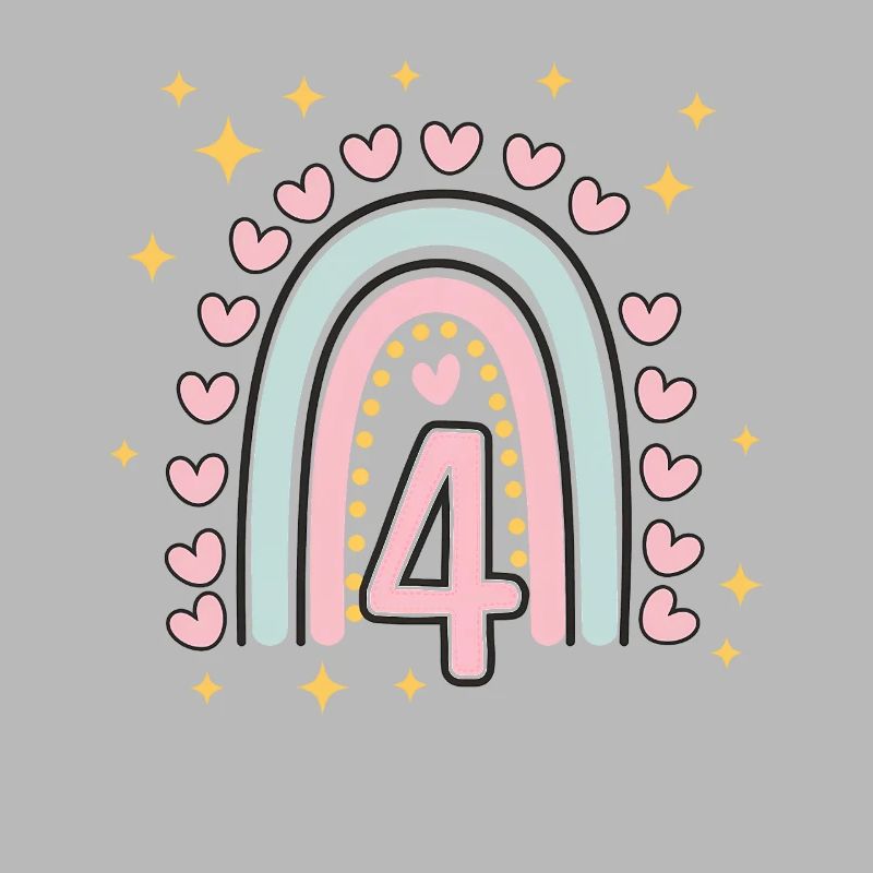 Süßes 4. Geburtstag Herz & Regenbogen Design
