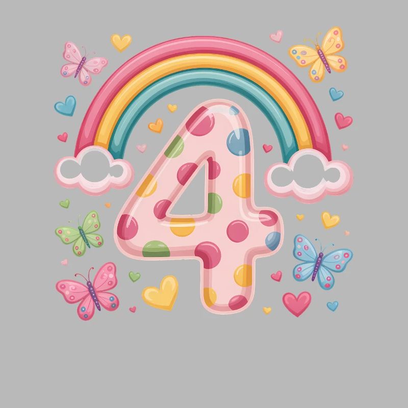 Regenbogen Schmetterling 4. Geburtstag Mädchen