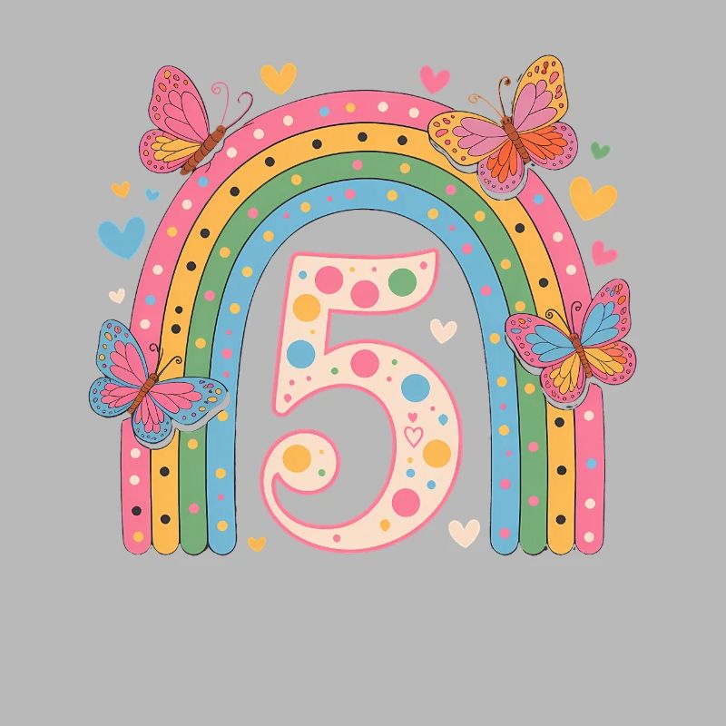 Regenbogen Schmetterling 5. Geburtstag Mädchen