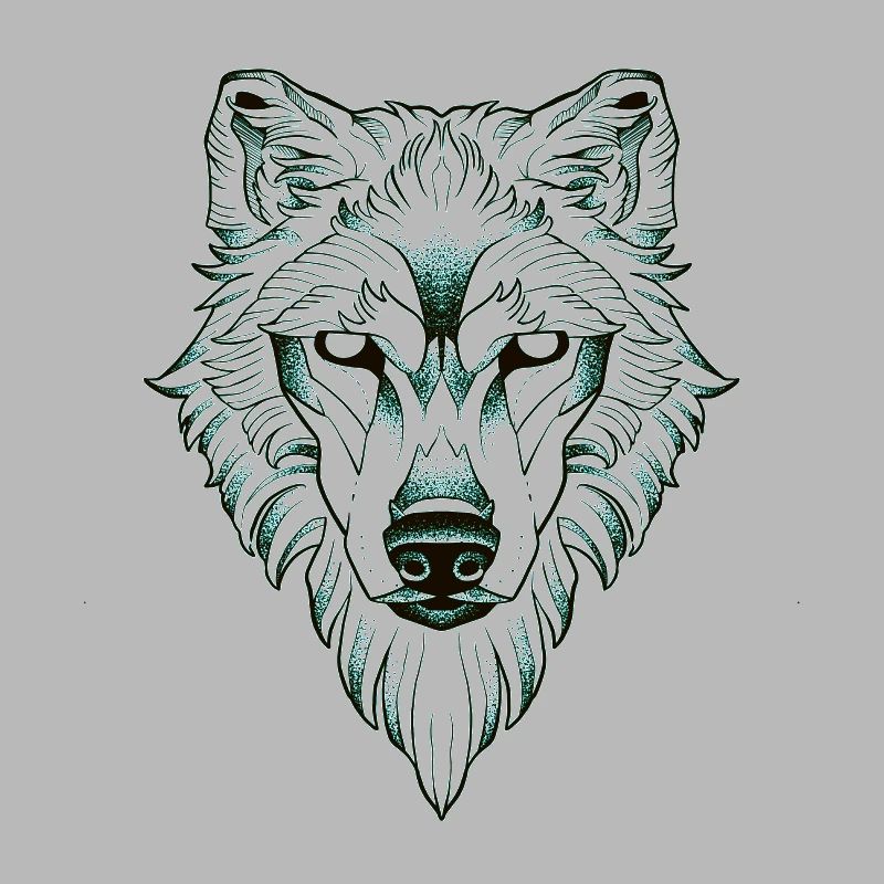 Symmetrisches Wolfs-Dotwork