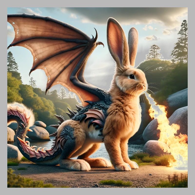 Feuerspeiender Hase Drache #07
