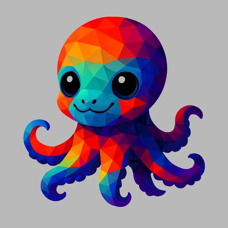 WPAP Polygon Kawaii Style Squid