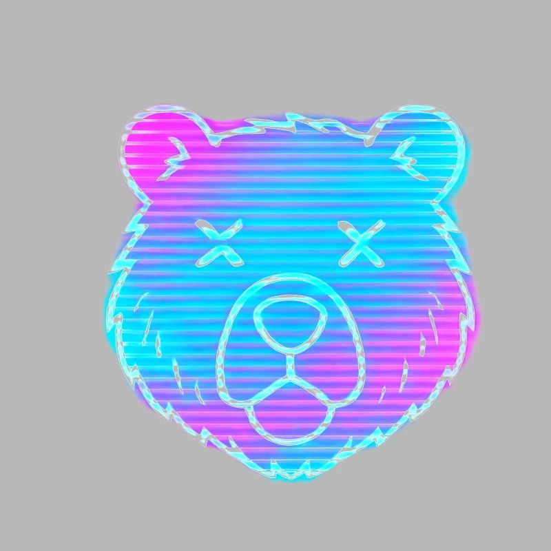 Neon Bear Head Gradient