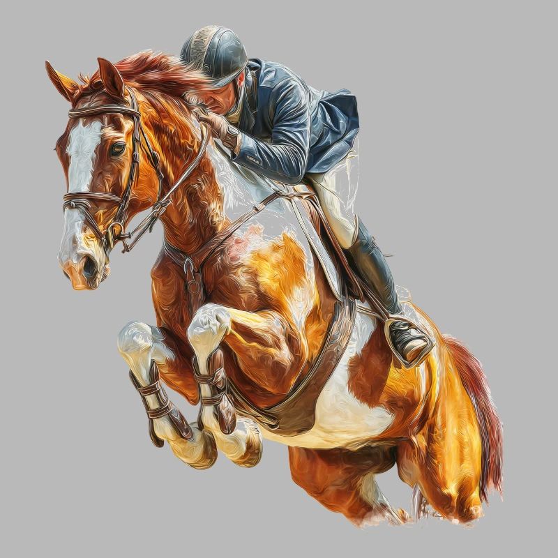 Galloping rider in leap