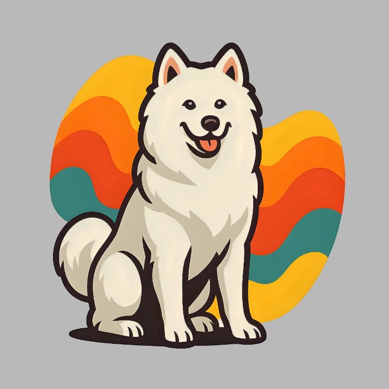 Chien Samoyède Prisme Retro Wave
