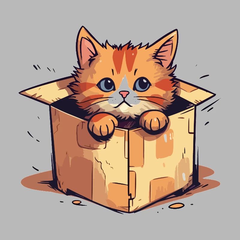 Cat sits in cardboard package funny humor typical