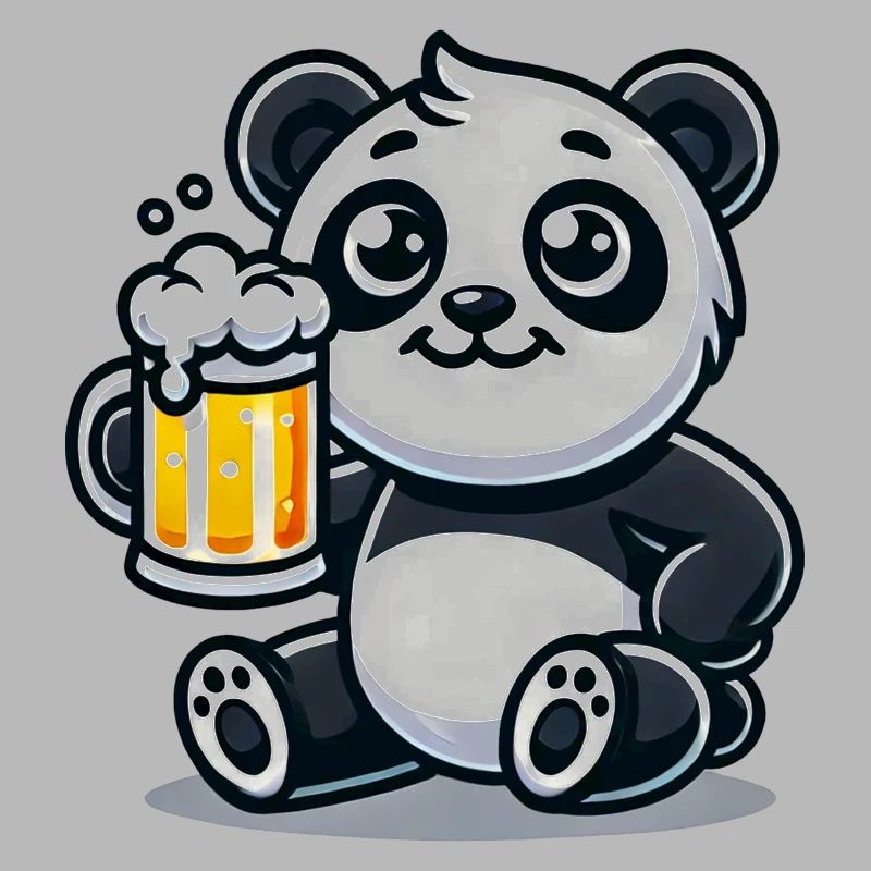 Cute Panda Drinking Beer