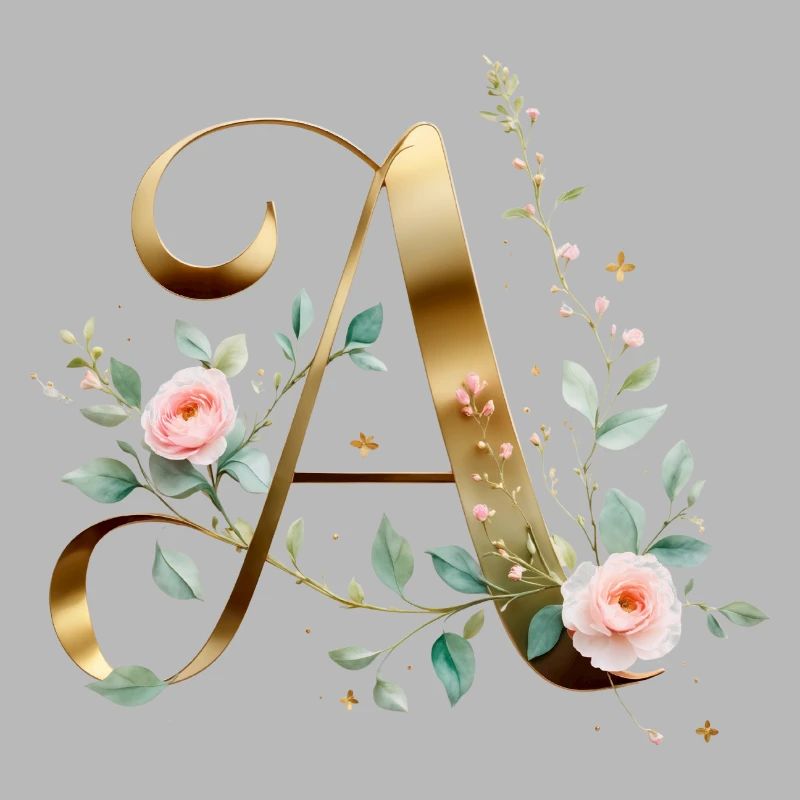 Letter A Gold und Rosen – Blumeninitial