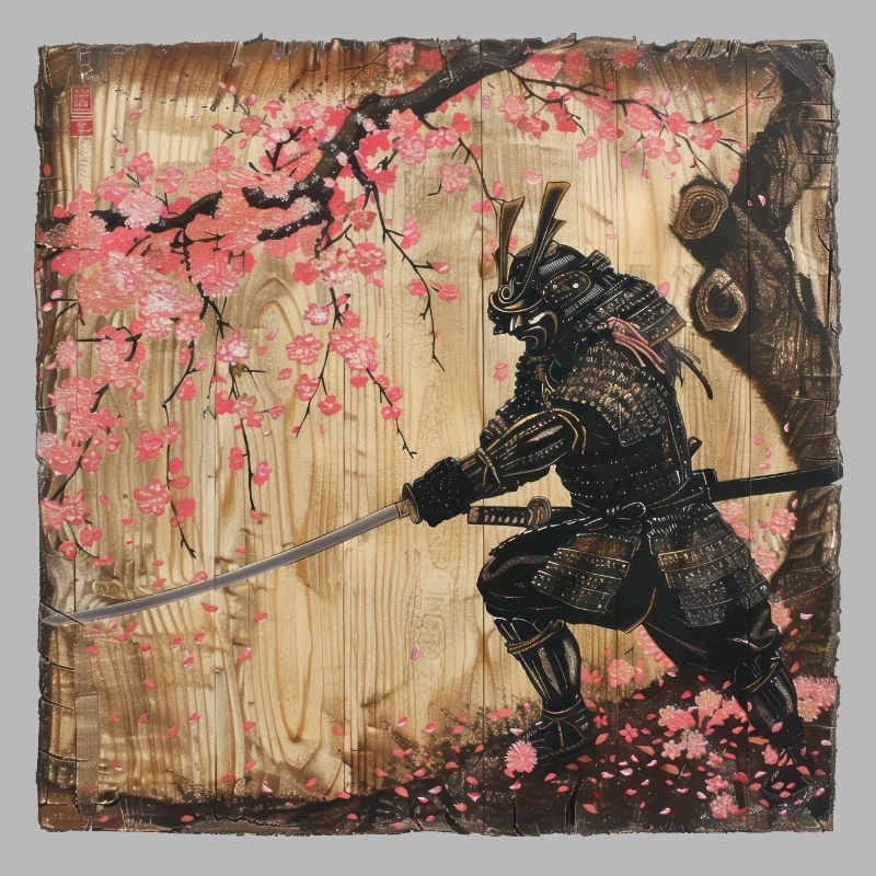 Japanisch Samurai Kirschblüte Kunst Ukiyo-E