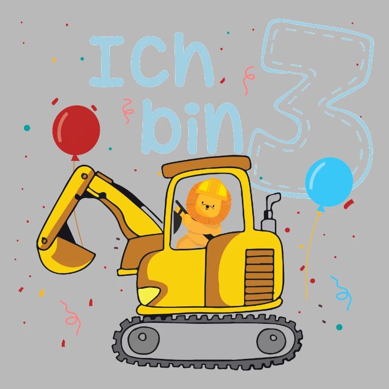 Kinder Geburtstag Geschenk Ich bin 3 - Bagger
