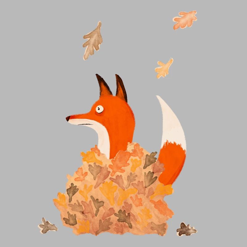 Fuchs mit Blättern
