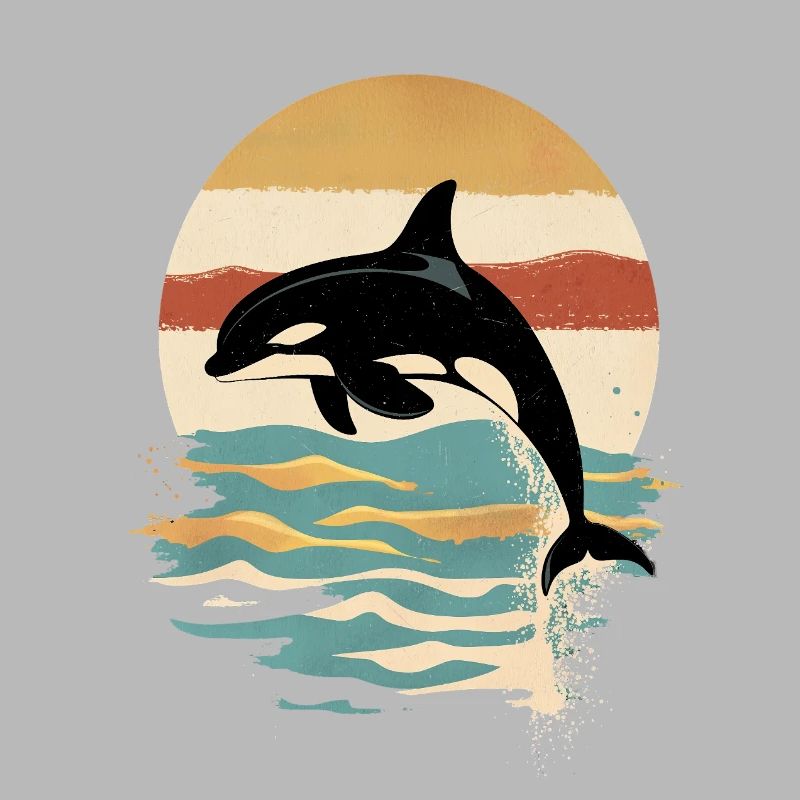 Orca Retro Sunset Ocean