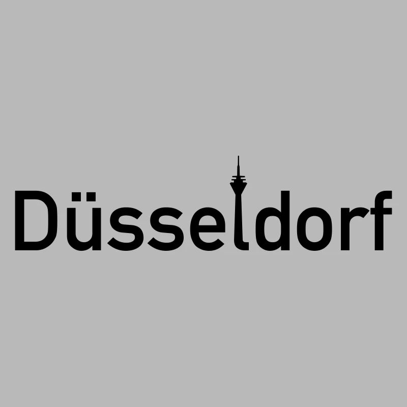Düsseldorf Ortsschild Skyline mit Rheinturm