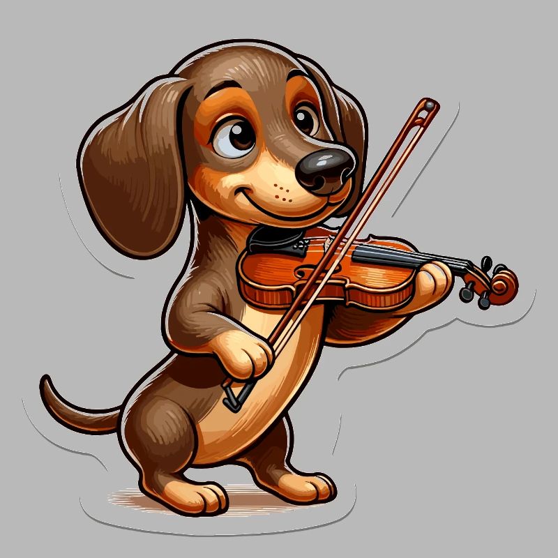 Teckel mignon jouant du violon