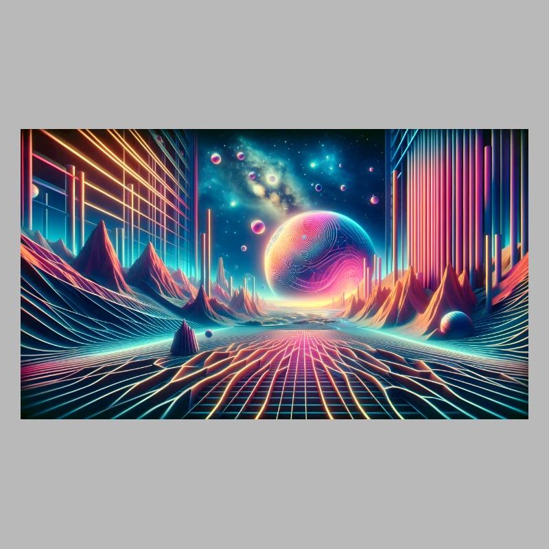 Neon Dreamscape Odyssey – Synthwave Surrealismus Wid