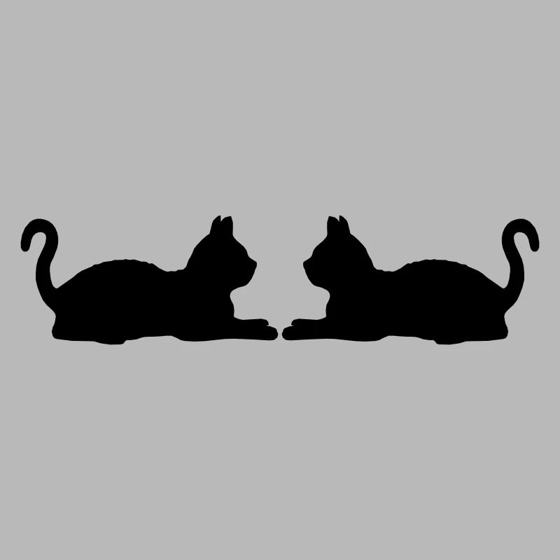 2 silhouette de chats couchés