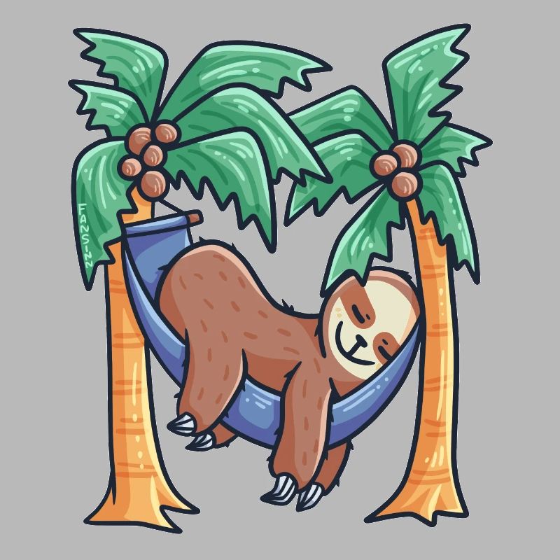 sleeping sloth in the hammock on palm trees