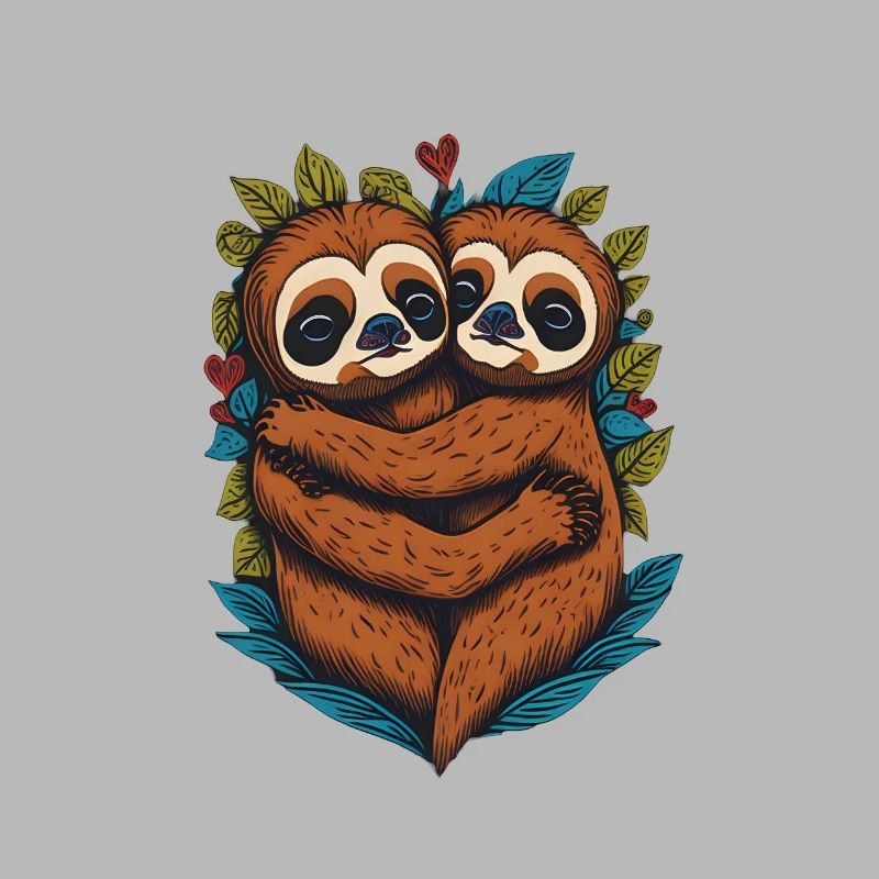 Romantic sloth couple