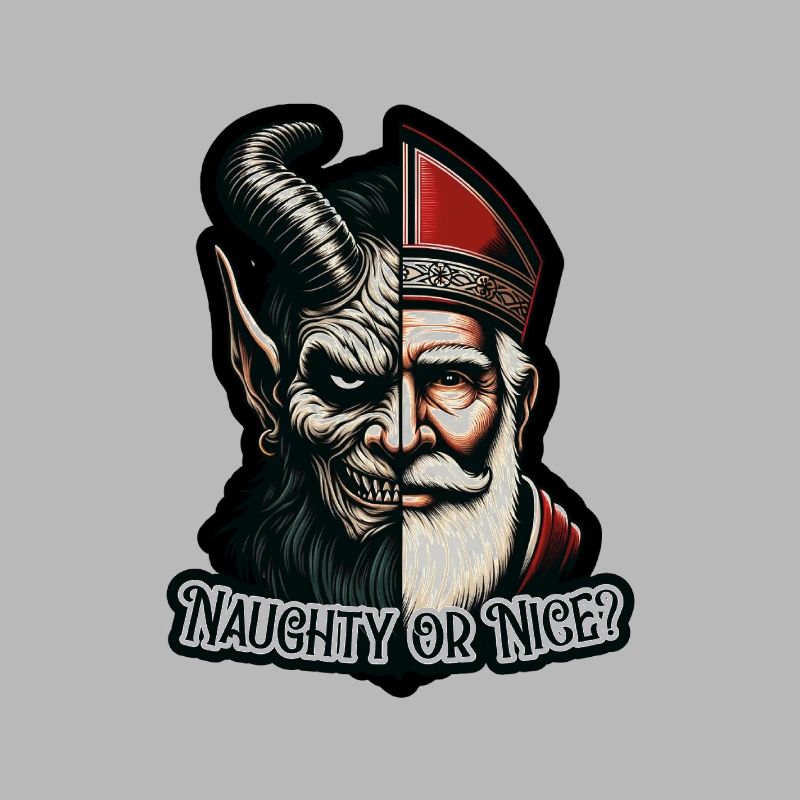 "Frecher oder netter Weihnachtsmann mit zwei Gesichtern VS Krampus