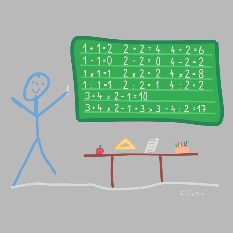 Stickman enseignant étudiant calcul maths