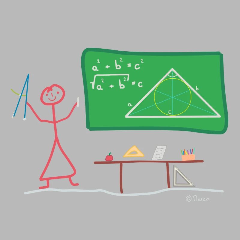 Teacher student stick figure, geometry math