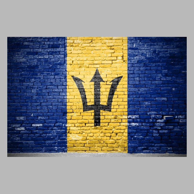 Barbados Flag Graffiti on Brick Wall