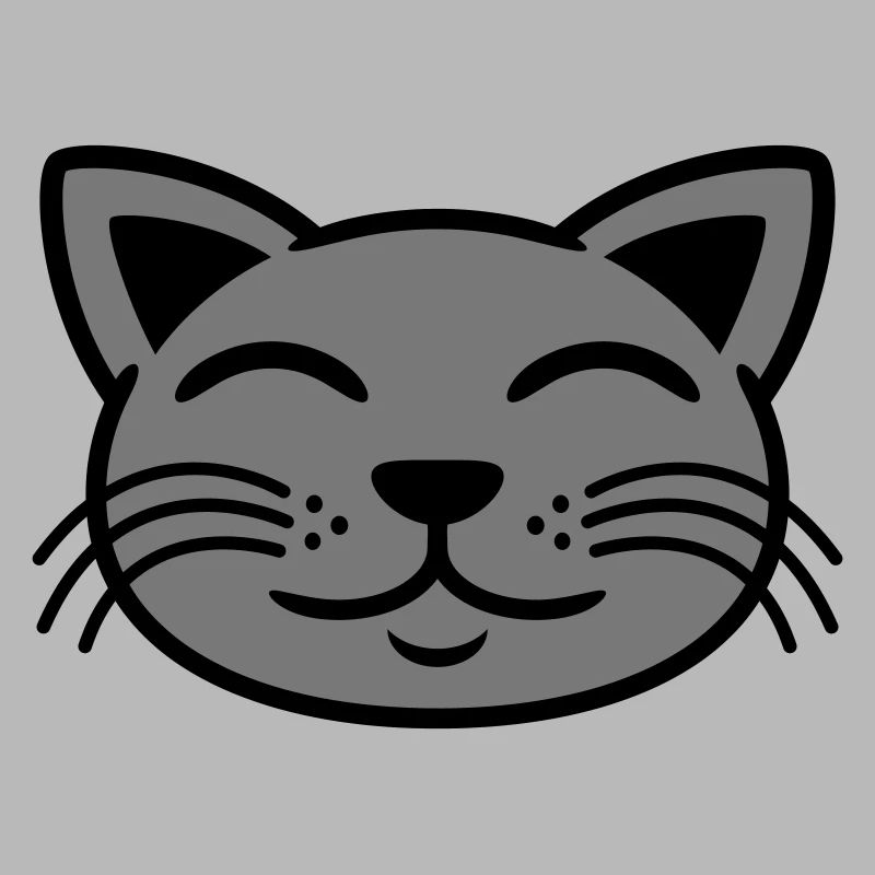 Visage de chat gris heureux