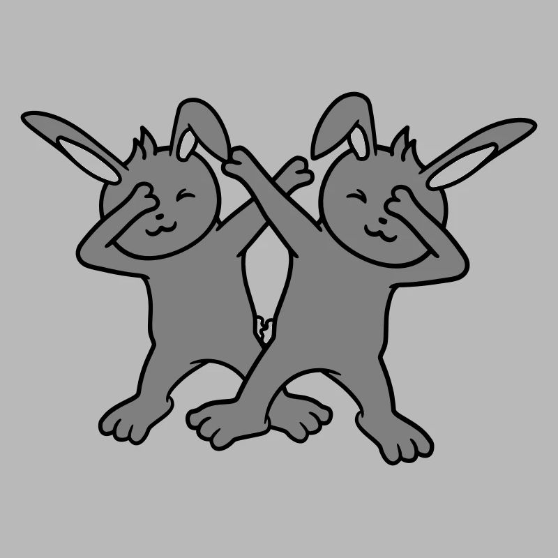 2 Hasen Dabbing Dab Dance Pose Tanzen Party Feiern