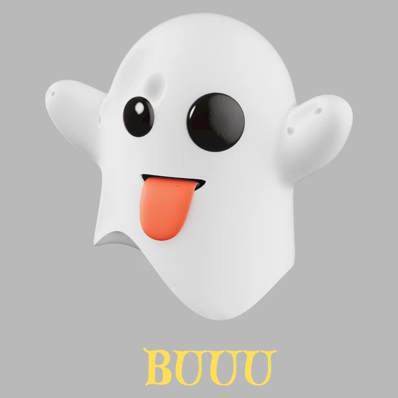 Fluffy Ghost with Tongue