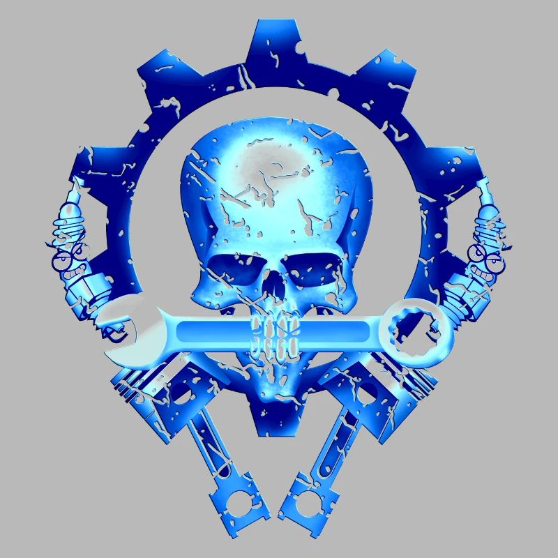 Skull mechanic piston spark plug engine