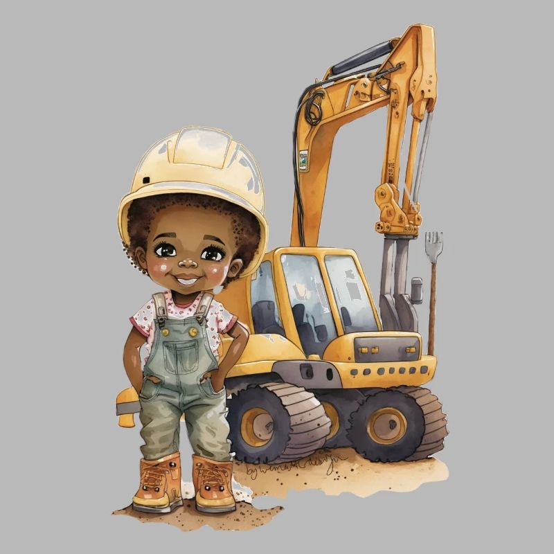 Construction worker child with excavator