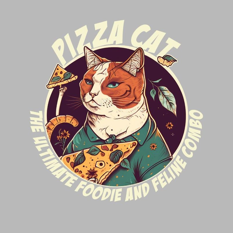 Chat avec des tranches de pizza