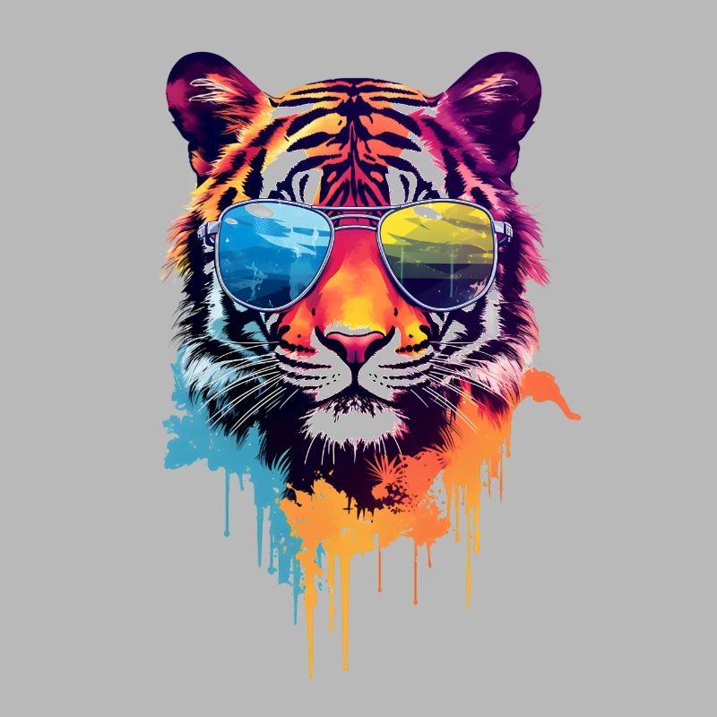 Bunter Tiger mit Sonnenbrille