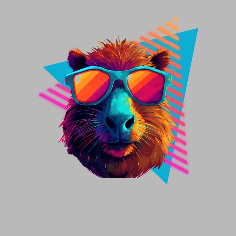 Capybara with sunglasses 80s style