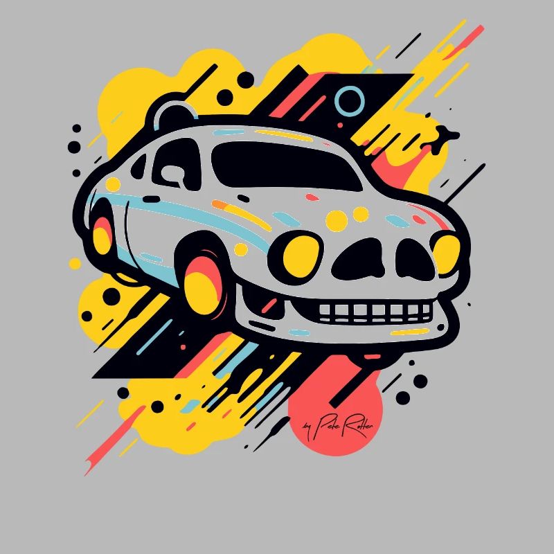 Pop-Farben Kunst Schädel Auto