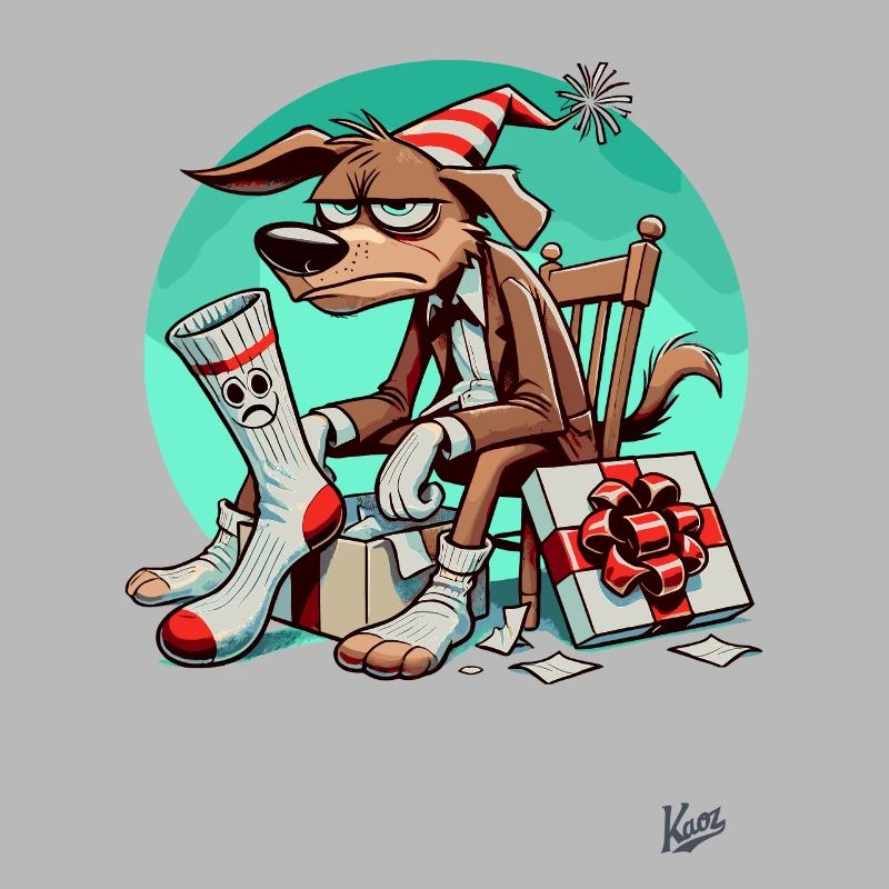 Schlechte-Laune-Hund mit Socken-Geschenk